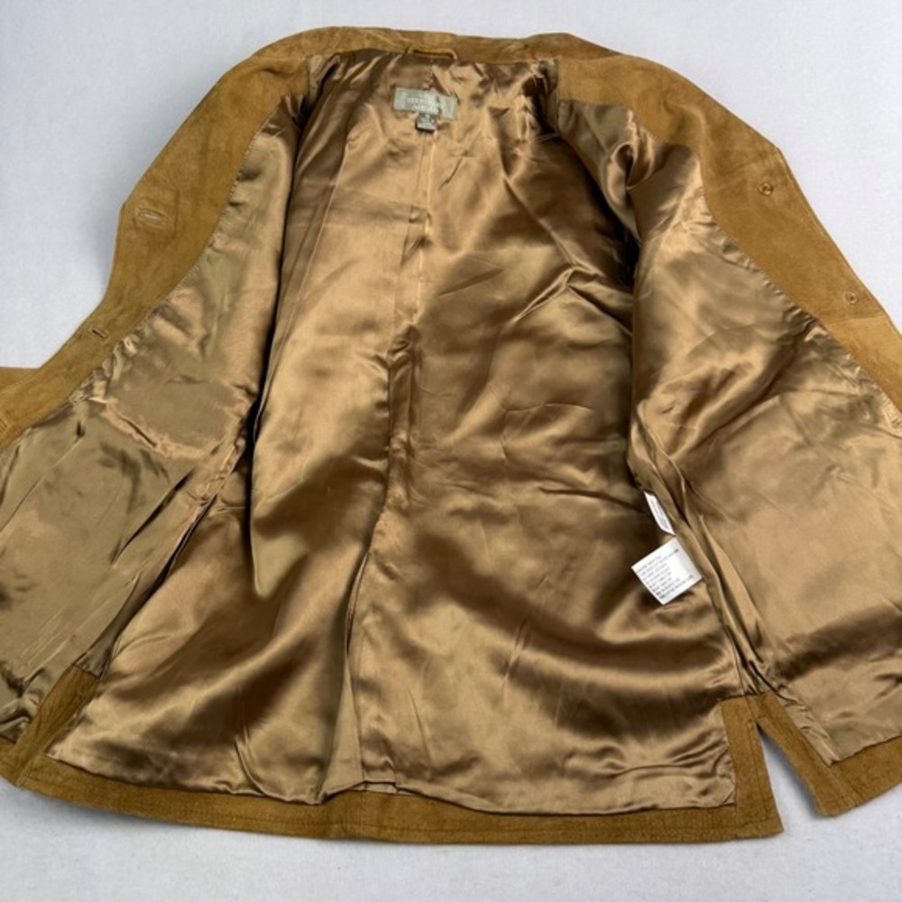 The Territory Ahead‎ Womens Suede Leather Jacket Tan Brown Button Front Blazer S - Picture 4 of 7